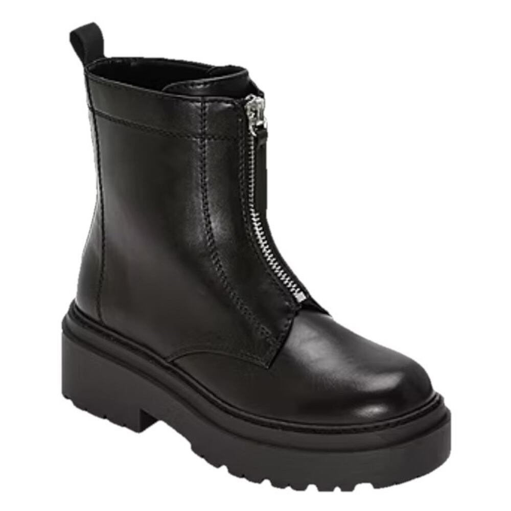 Arizona Black Combat Boots Xander Motorcycle Chunky Block Heel Womens 6.5 $95